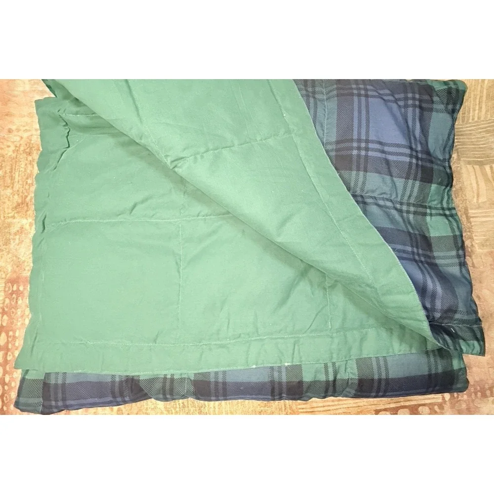Hollander Throw Blanket Black Watch Plaid Down Feather Puffer Baffle Box